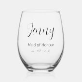 Bruidsmeisje Maid of Honor huwelijkscadeau Wijnglas Zonder Voet (Voorkant)
