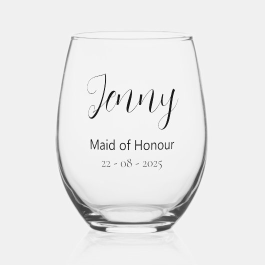 Bruidsmeisje Maid of Honor huwelijkscadeau Wijnglas Zonder Voet (Voorkant)