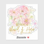Bruidsmeisje Maid of Honor Roze Bloemen Roos Sticker (Vel)