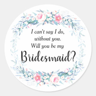 Bruidsmeisje met bloemen ronde sticker