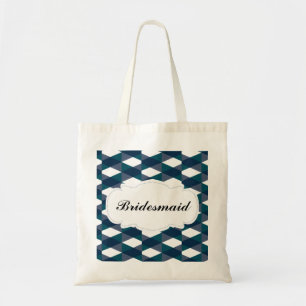 Bruidsmeisje met marineblauw en groen visgraatpatr tote bag