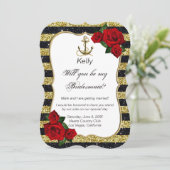 Bruidsmeisje met scheepsanker en gouden zwarte str kaart (Staand voorkant)