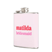 Bruidsmeisje Minimal Rood en Roze Bachelorette Heupfles (Links)