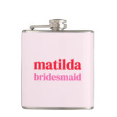 Bruidsmeisje Minimal Rood en Roze Bachelorette Heupfles (Voorkant)