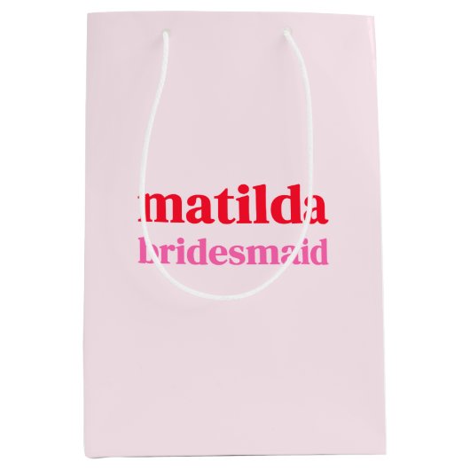 Bruidsmeisje Minimal Rood en Roze Bachelorette Medium Cadeauzakje (Voorkant)