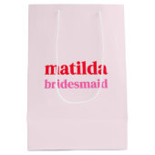 Bruidsmeisje Minimal Rood en Roze Bachelorette Medium Cadeauzakje (Achterkant)