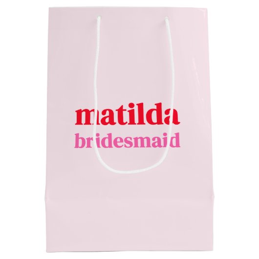 Bruidsmeisje Minimal Rood en Roze Bachelorette Medium Cadeauzakje (Achterkant)