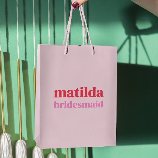 Bruidsmeisje Minimal Rood en Roze Bachelorette Medium Cadeauzakje