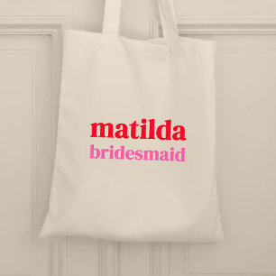 Bruidsmeisje Minimal Rood en Roze Bachelorette Tote Bag