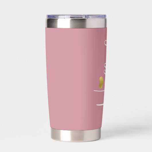 bruidsmeisje | Minimale scriptnaam Gold Heart Pink Geïsoleerde Drinkbeker (Voorkant)