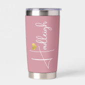 bruidsmeisje | Minimale scriptnaam Gold Heart Pink Geïsoleerde Drinkbeker (Links)