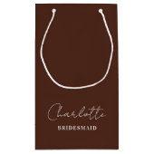 bruidsmeisje | Minimalistisch script bruin Klein Cadeauzakje (Achterkant)