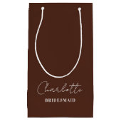 bruidsmeisje | Minimalistisch script bruin Klein Cadeauzakje (Voorkant)