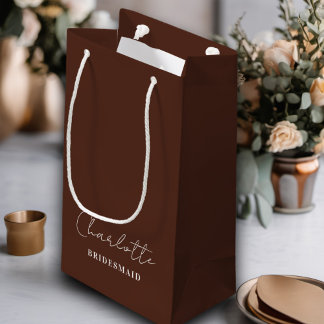 bruidsmeisje | Minimalistisch script bruin Klein Cadeauzakje