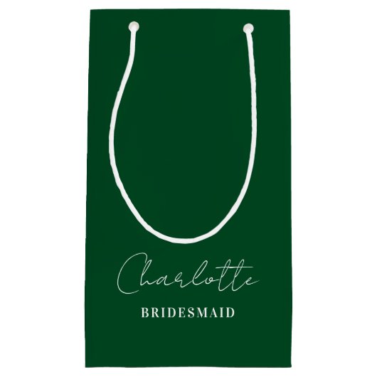 bruidsmeisje | Minimalistisch script Emerald Green Klein Cadeauzakje (Voorkant)