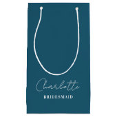 bruidsmeisje | Minimalistisch script kano blauw Klein Cadeauzakje (Voorkant)