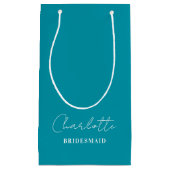 bruidsmeisje | Minimalistisch script Ocean Calm Bl Klein Cadeauzakje (Voorkant)