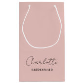 bruidsmeisje | Minimalistisch script Roos Gold Klein Cadeauzakje (Achterkant)