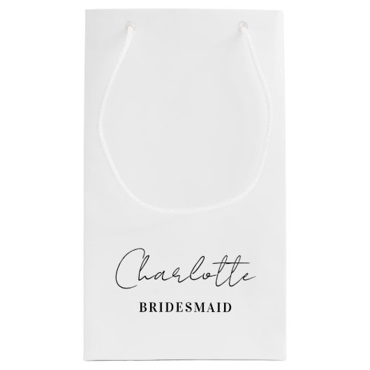 bruidsmeisje | Minimalistisch script wit Klein Cadeauzakje (Achterkant)