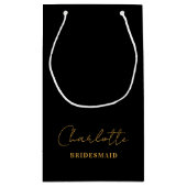 bruidsmeisje | Minimalistisch script Zwart Goud Klein Cadeauzakje (Achterkant)