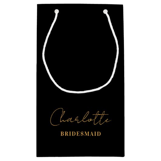 bruidsmeisje | Minimalistisch script Zwart Goud Klein Cadeauzakje (Achterkant)