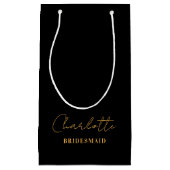 bruidsmeisje | Minimalistisch script Zwart Goud Klein Cadeauzakje (Voorkant)