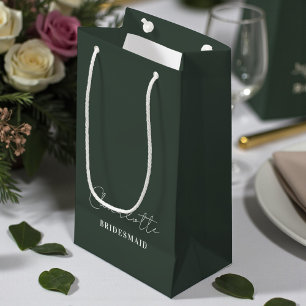 Bruidsmeisje Minimalistische script Lunar Green Klein Cadeauzakje