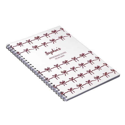 Bruidsmeisje Modern Bourgondië Schrift Naam Datum Notitieboek (Rechterzijde)