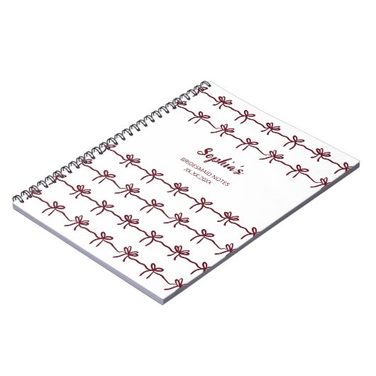 Bruidsmeisje Modern Bourgondië Schrift Naam Datum Notitieboek (Linkerzijde)