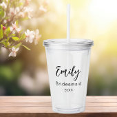 Bruidsmeisje Modern Elegant Bruids- Acryl Drinkbeker