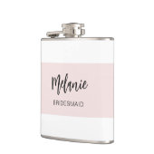 Bruidsmeisje Modern Elegant Roze Wit Heupfles (Links)