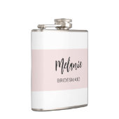 Bruidsmeisje Modern Elegant Roze Wit Heupfles (Rechts)