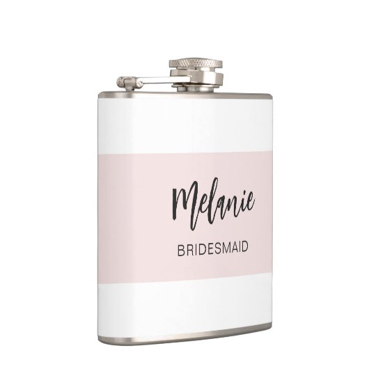 Bruidsmeisje Modern Elegant Roze Wit Heupfles (Rechts)