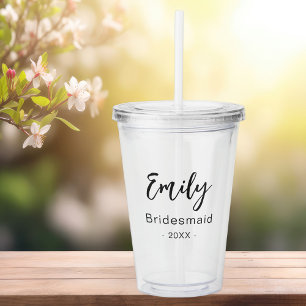 Bruidsmeisje Modern Elegante Bruiloft Acryl Drinkbeker