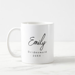 Bruidsmeisje Modern Elegante Mok Cadeau   Zwart Wi