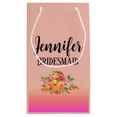 bruidsmeisje | Modern Floral gepersonaliseerd Klein Cadeauzakje (Achterkant)