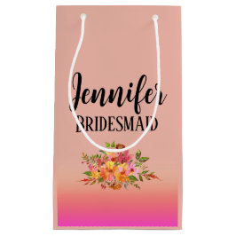 bruidsmeisje | Modern Floral gepersonaliseerd Klein Cadeauzakje