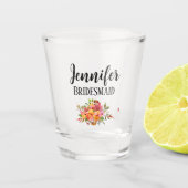 bruidsmeisje | Modern Floral gepersonaliseerd Shot Glas (Voorkant)