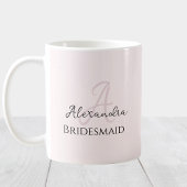 Bruidsmeisje Modern Minimalistisch Monogram Blush Koffiemok