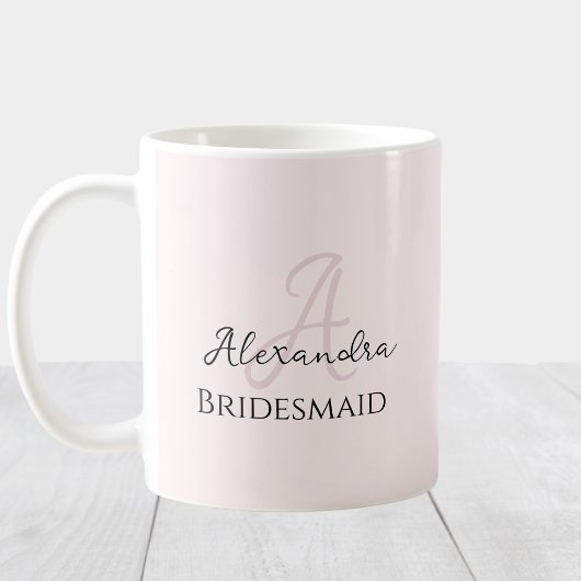 Bruidsmeisje Modern Minimalistisch Monogram Blush  Koffiemok