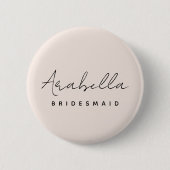Bruidsmeisje | Modern Minimalistisch Schrift Roze Ronde Button 5,7 Cm (Voorkant)