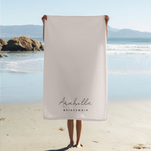 Bruidsmeisje Modern Minimalistisch Schrift Roze Strandlaken