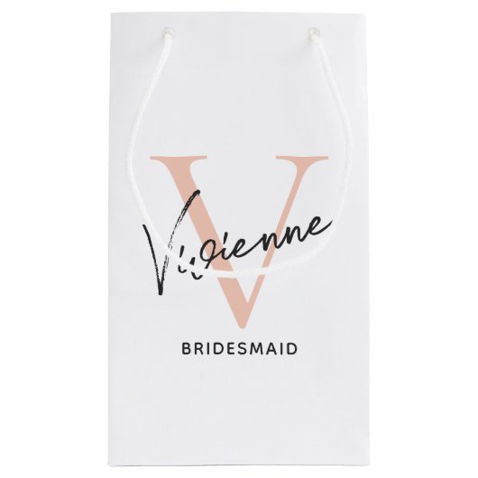 Bruidsmeisje Modern Minimalistisch Script Blush Ro Klein Cadeauzakje (Achterkant)
