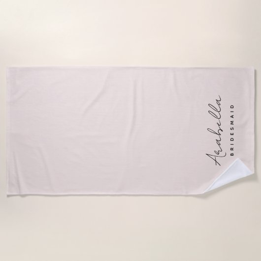Bruidsmeisje | Modern Minimalistische Script Roze Strandlaken (Voorkant)