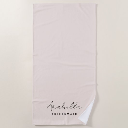 Bruidsmeisje | Modern Minimalistische Script Roze Strandlaken (Voorkant)