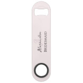 Bruidsmeisje Modern Monogram Blush Roze Minimalist Speed Flessenopener (Achterkant)