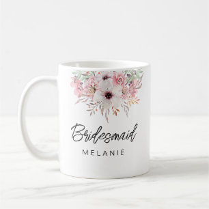 Bruidsmeisje Modern Rustieke Bloemen Mok Cadeau   