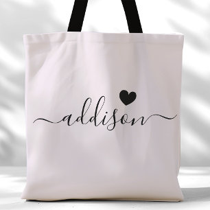 Bruidsmeisje Modern Schrift Hart Lavendelgrijs Tote Bag