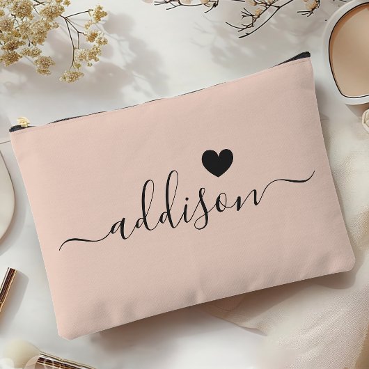 Bruidsmeisje Modern Schrift Roze Beige Hart Etui