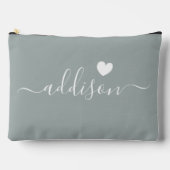 Bruidsmeisje Modern Schrift Sage Groen Hart Etui (Voorkant)